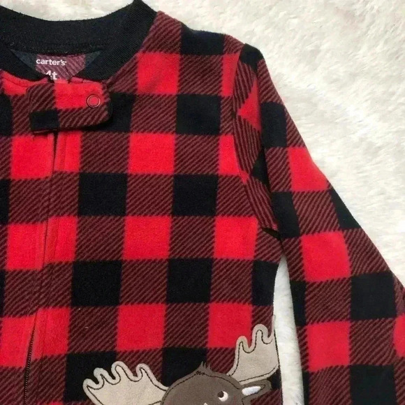 Carters Footed Onesie Red  & Black Fleece Size 4T - Picture 6 of 16